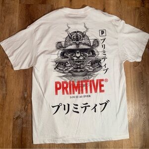 Primitive Skater Samurai “Loud as Ever” Text Print Graphic White T Shirt Size XL